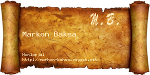 Markon Baksa névjegykártya